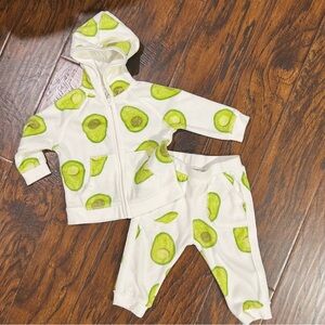 Angel Dear French Terry Avocado Hoodie & Joggers Matching Set Size 3-6 Months